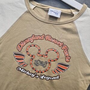 Disneyland Resort Paris Mickey Mouse Raglan Studded Graphic Top Tan Cream